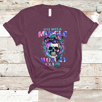 Anti Social Muscle Mommy Club Groovy Pump Cover Funny Messy Bun Skull T-Shirt - Wonder Print Shop