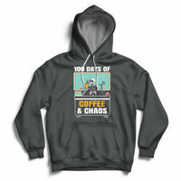 100 Days Of Coffee And Chaos 100th Day Teacher Skeleton Hoodie - Wonder Print Shop