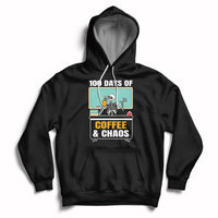 100 Days Of Coffee And Chaos 100th Day Teacher Skeleton Hoodie - Wonder Print Shop