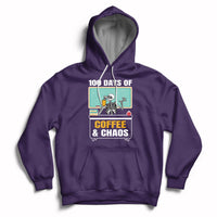 100 Days Of Coffee And Chaos 100th Day Teacher Skeleton Hoodie - Wonder Print Shop
