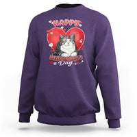 Happy Meowentine's Day My Cat Is My Valentine Cute Cat Heart Sweatshirt - Wonder Print Shop