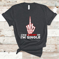 Screw Valentine Ew Anti Valentine's Day Middle Finger T-Shirt - Wonder Print Shop