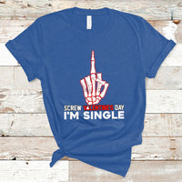 Screw Valentine Ew Anti Valentine's Day Middle Finger T-Shirt - Wonder Print Shop