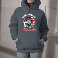Drinking Like Lincoln 4th of July Men Abraham American Flag Hoodie - Wonder Print Shop