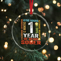 1 Year Of Being Sober Crystal Glass Ornament 1 Year Sobriety Anniversary Addiction Recovery