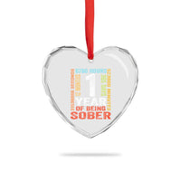 1 Year Of Being Sober Heart Crystal Glass Ornament 1 Year Sobriety Anniversary Addiction Recovery
