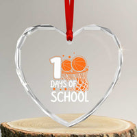100 Days of Rocking School Basketball Heart Crystal Glass Ornament Cool Kids Sports Gift