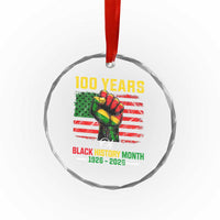 100 Years Of Black History Month Crystal Glass Ornament Hand Fist African American Milestone American Flag