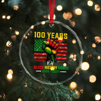 100 Years Of Black History Month Crystal Glass Ornament Hand Fist African American Milestone American Flag