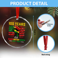 100 Years Of Black History Month Crystal Glass Ornament Hand Fist African American Milestone American Flag