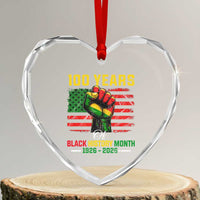 100 Years Of Black History Month Heart Crystal Glass Ornament Hand Fist African American Milestone American Flag