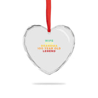 100th Birthday Gifts For Women Heart Crystal Glass Ornament Wife Mom Grandma 100 Year Old Legend