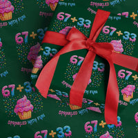100th Day of School Girl Wrapping Paper Roll 67 33 100 Days Sprinkled With Fun Cupcake Six Seven Meme