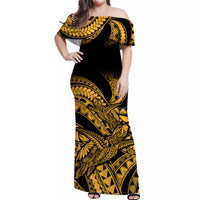 polynesian-pride-off-shoulder-long-dress-hawaiian-tribal-mix-turtle-gold-version