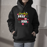 Black nurse hoodie worn by child, chest graphic with 2022 and 2023