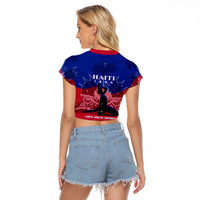 Haiti Raglan Cropped T Shirt Negre Marron With Coat Of Arms Polynesian Style - Wonder Print Shop