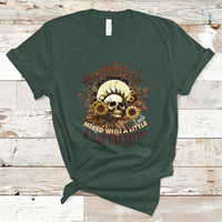 Sunshine Mixed With A Little Hurricane Floral Sunflower Skull Funny T-Shirt - Wonder Print Shop