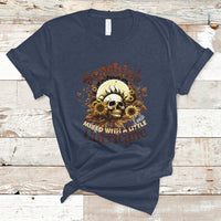 Sunshine Mixed With A Little Hurricane Floral Sunflower Skull Funny T-Shirt - Wonder Print Shop