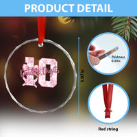 10th Birthday Crystal Glass Ornament Double Digits Pink Coquette Bow 10 Year Old Aesthetic