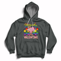 Dark heather hoodie with cowboy heart Valentine graphic and colorful Howdy text