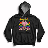 Black hoodie with cowboy heart Valentine graphic and colorful Howdy text