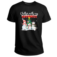 Chillin With My Snowmies Cute Snowman Christmas, Snowmies Christmas Holiday T Shirt - Wonder Print Shop