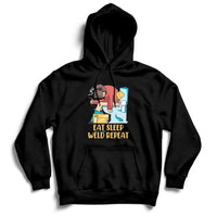 Black welding hoodie with front graphic and kangaroo pocket, pullover hood with drawstrings
