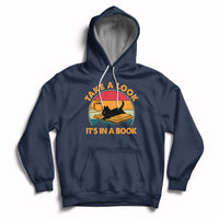 Take A Look It's In A Book Vintage Reading Cat Bookworm Librarian Hoodie - Wonder Print Shop