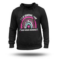 Black awareness hoodie with colorful rainbow zebra ribbon graphic on chest
