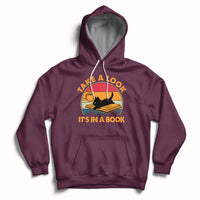 Take A Look It's In A Book Vintage Reading Cat Bookworm Librarian Hoodie - Wonder Print Shop