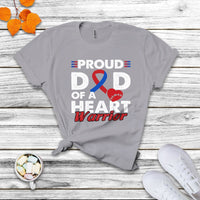 Dad Of A Heart Warrior CHD Congenital Heart Defect Awareness T Shirt - Wonder Print Shop