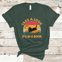 Take A Look It's In A Book Vintage Reading Cat Bookworm Librarian T Shirt - Wonder Print Shop