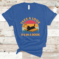 Take A Look It's In A Book Vintage Reading Cat Bookworm Librarian T Shirt - Wonder Print Shop