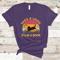 Take A Look It's In A Book Vintage Reading Cat Bookworm Librarian T Shirt - Wonder Print Shop