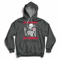 Skeleton No Valetine No Problem Funny Anti Valentines Day Hoodie - Wonder Print Shop