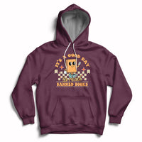 Maroon hoodie with front kangaroo pocket and “Banned Books” reading-themed graphic.