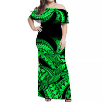 polynesian-pride-off-shoulder-long-dress-hawaiian-tribal-mix-turtle-green-version