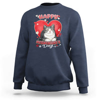 Happy Meowentine's Day My Cat Is My Valentine Cute Cat Heart Sweatshirt - Wonder Print Shop