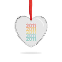 15th Birthday Heart Crystal Glass Ornament Vintage 2011 Retro 15 Years Old Birthday