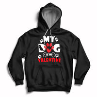 Black dog lover Valentine hoodie with heart paw graphic and bold chest print
