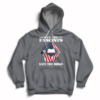 Ban The Fascists Save The Books Funny Banned Book Lovers Bookworm American Flag Hoodie - Wonder Print Shop