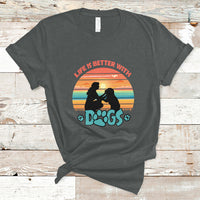 Life Is Better With Dogs Paw Print Dog Lover Womens Girls T-Shirt - Wonder Print Shop