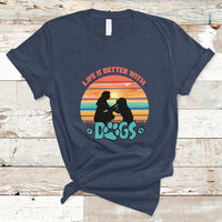 Life Is Better With Dogs Paw Print Dog Lover Womens Girls T-Shirt - Wonder Print Shop