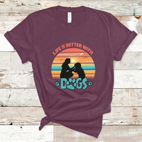 Life Is Better With Dogs Paw Print Dog Lover Womens Girls T-Shirt - Wonder Print Shop