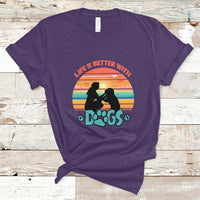Life Is Better With Dogs Paw Print Dog Lover Womens Girls T-Shirt - Wonder Print Shop