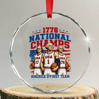 1776 National Champs Crystal Glass Ornament Patriotic Founding Fathers Basketball Undefeated America