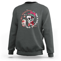 Messy Bun Skeleton No Valetine No Problem Anti Valentines Sweatshirt - Wonder Print Shop
