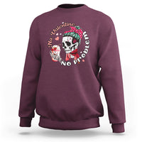 Messy Bun Skeleton No Valetine No Problem Anti Valentines Sweatshirt - Wonder Print Shop