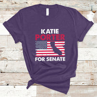 Retro Katie Porter 2024 Whiteboard For Senate California Democrat American Flag T-Shirt - Wonder Print Shop