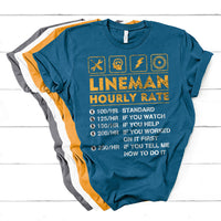 Funny Lineman Hourly Rate Gift For Lineman T Shirt - Wonder Print Shop